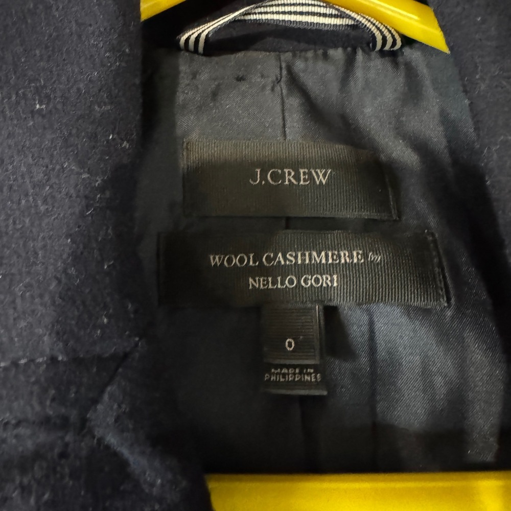 J Crew Wool Cashmere Nello Gori Peacoat Navy‎ Double Breasted Women XS 0 - Picture 8 of 8